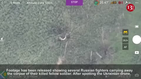 Spotting the drone, Russians run into forest, abandoning their fellow soldiers’ corpses