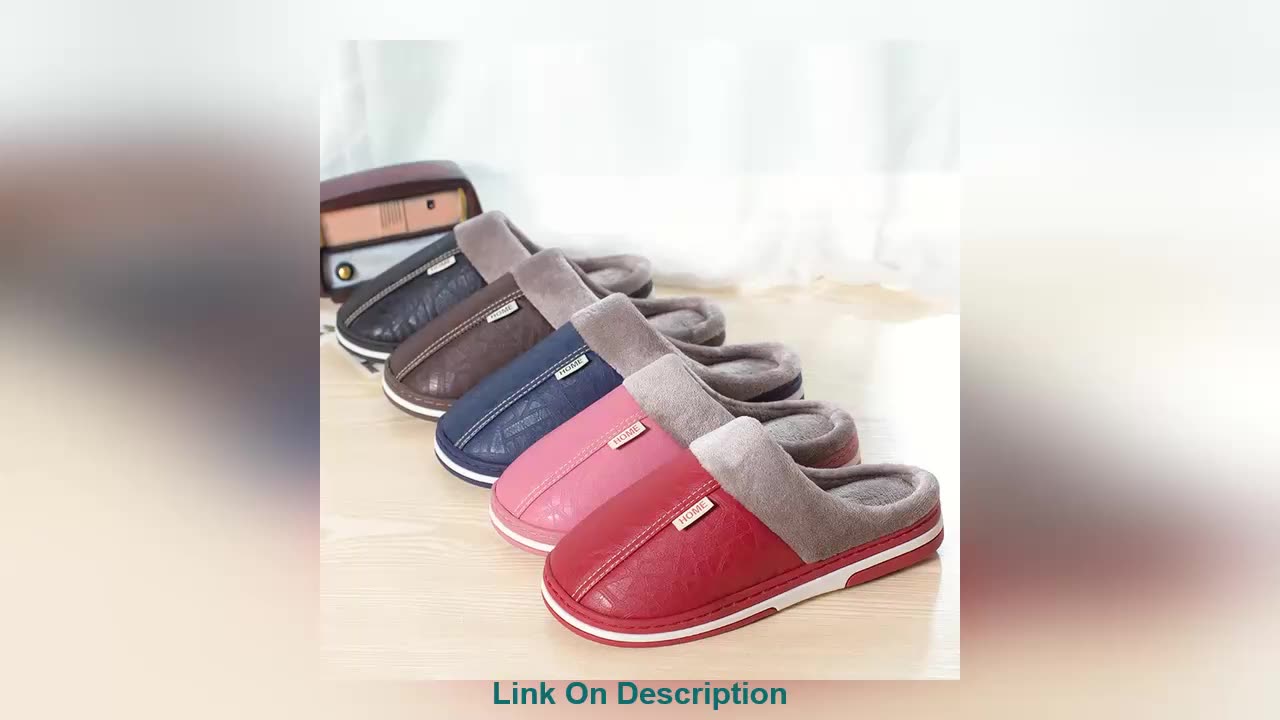 Slide Men Slippers Indoor PU Leather Women House Wa