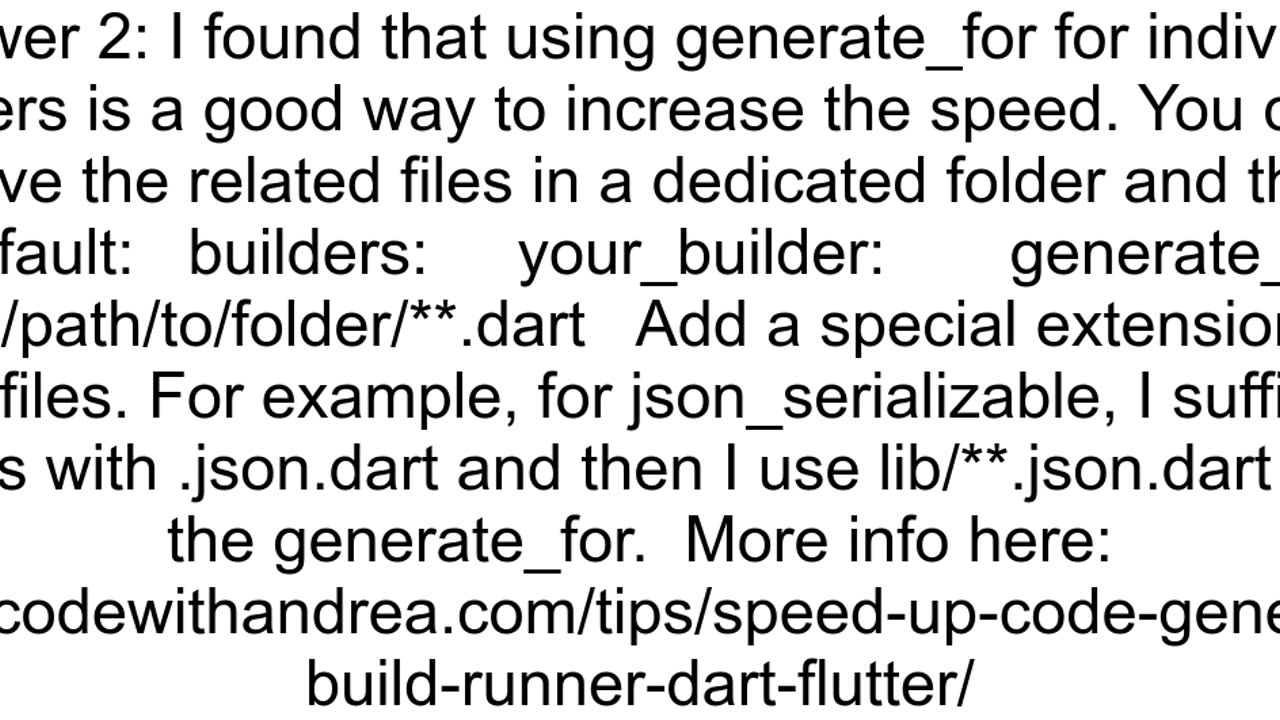 How to reduce Flutter39s build_runner build time