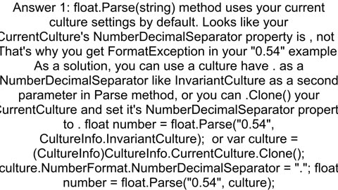 C floatParse String
