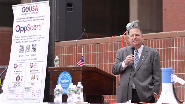 Chelsea City Councilor Todd Taylor Speaking at GOUSA'S Unite for Freedom Rally Boston