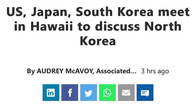 News 02/13/2022 US, Japan, South Korea meet in Hawaii to discuss North Korea.