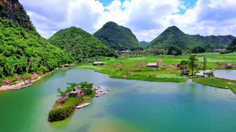 This is a small village surrounded by mountains.