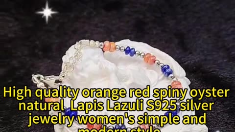 GN-20241012-03 High quality orange red spiny oyster natural Lapis Lazuli S925 silver jewelry women