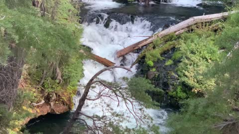 Central Oregon - Three Sisters Wilderness - Green Lakes - Close Look at Raging Waterfall