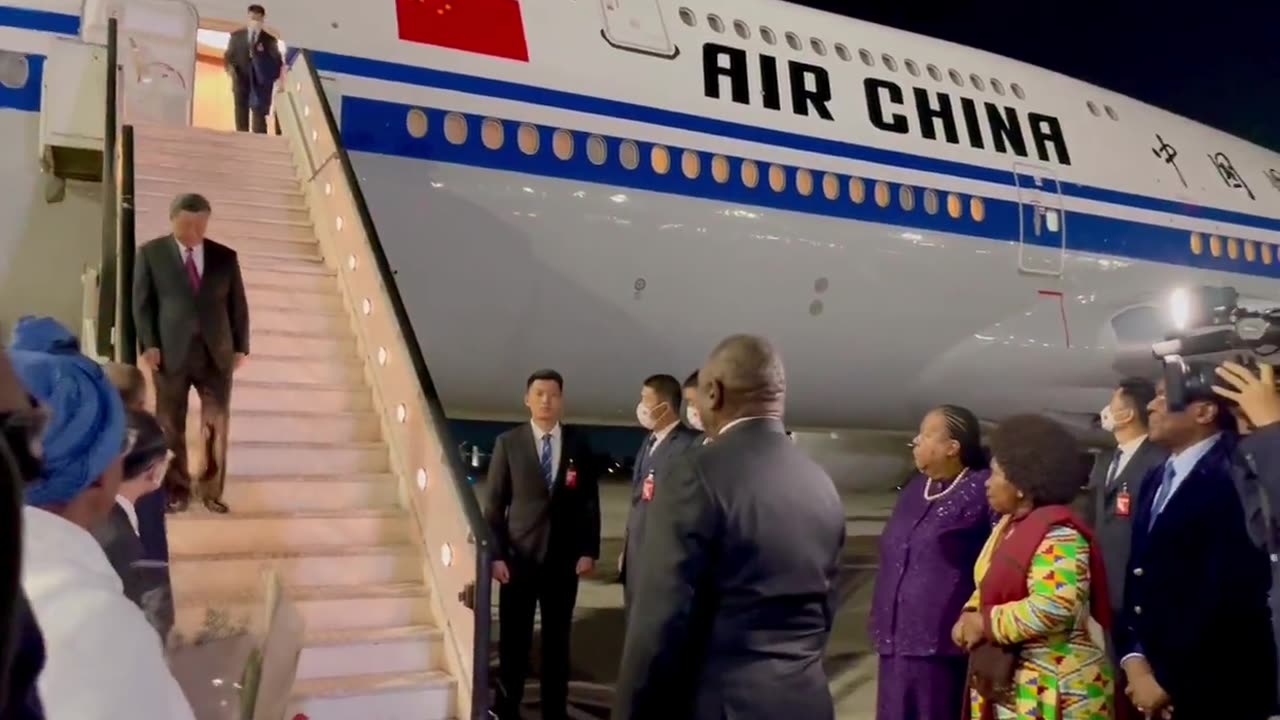 China's President Xi Jinping arrives in South Africa for BRICS 15th annual summit.