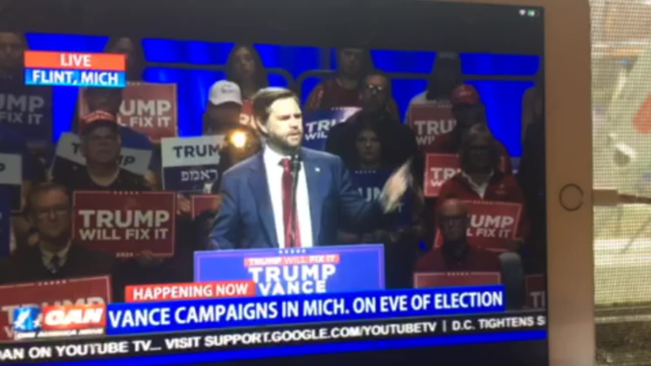 🦅 OAN Flint MI rally JD Vance compassion for people who have the right to be here