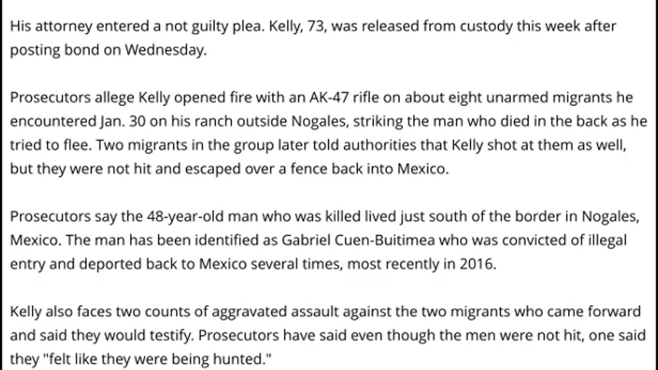 Arizona Rancher George Alan Kelly's Charge Downgraded To 2nd Degree Murder Of Mexican Migrant