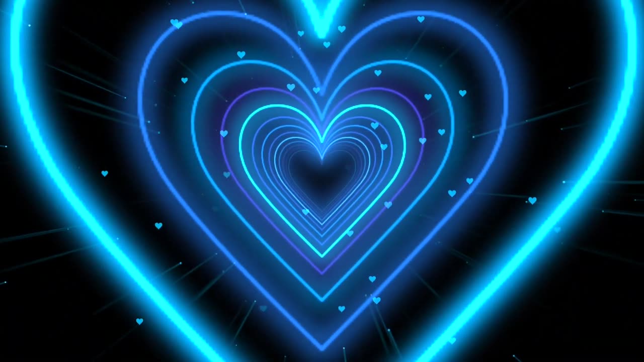 980. Heart Tunnel Animation Videođź’™Blue Heart Background