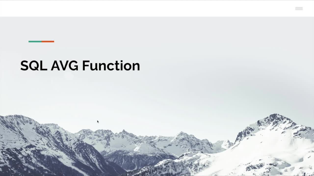 SQL AVG Function Tutorial