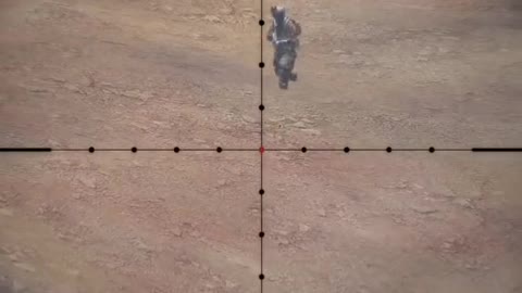 Sniper - shot moving man on mountains