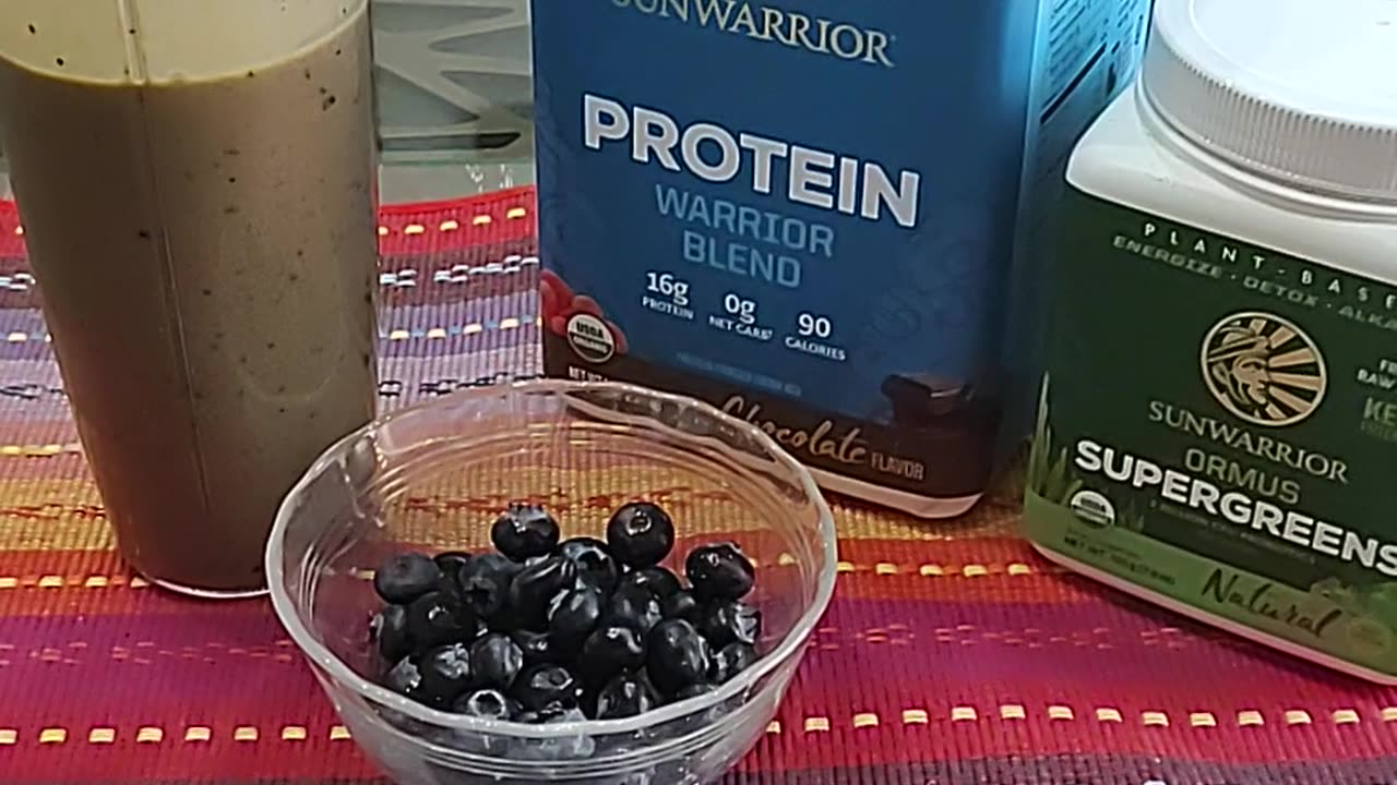 Sunwarrior vegan blueberry smoothie