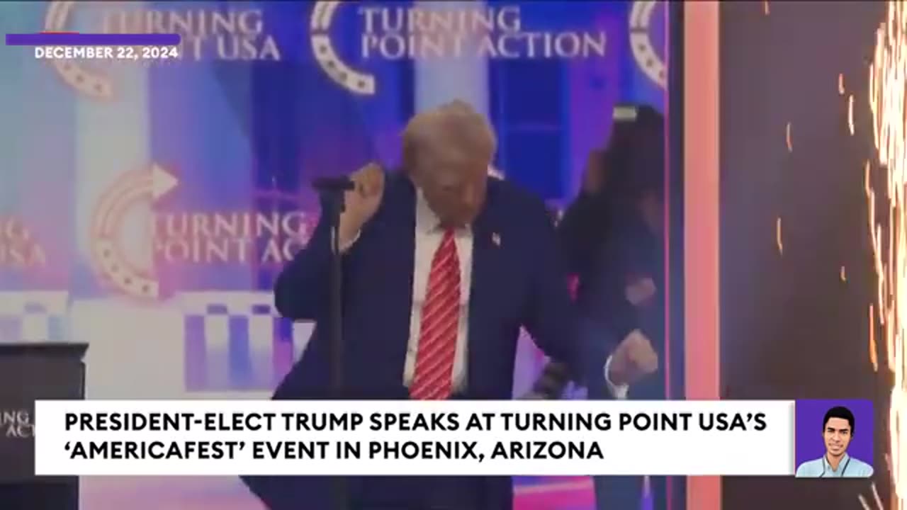 JUST IN Trump Breaks Out His 'Trump Dance' After Speaking To Turning Point USA's 'AmericaFest'