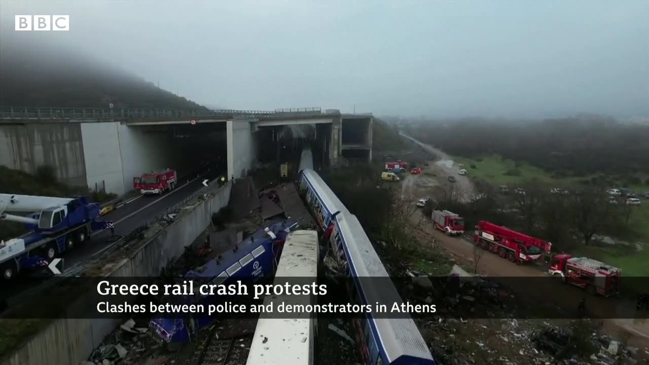 Greek PM asks train crash victims’ families for forgiveness as protests break out - BBC News