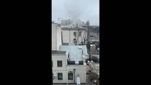 Smoke seen rising from the Russian embassy in Kyiv