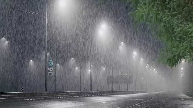 the rain and the street light