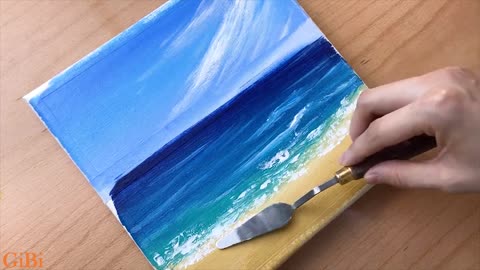 Seascape Painting / Acrylic painting for beginners / Step By step / Satisfying Art ASMR