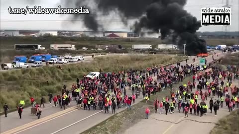 FRANCE: The staff at a fuel depot for gas stations decided to side with the people