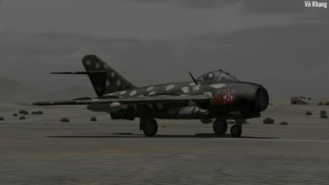 Mig-17C fighter starts engine and flies training flight