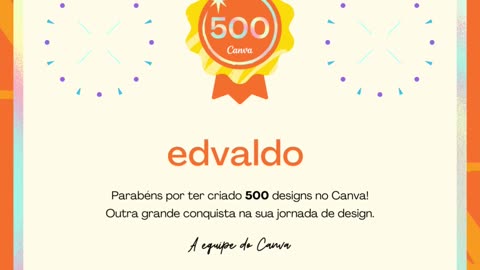 Emblema pelos seus 500 designs criados no Canva.mp4