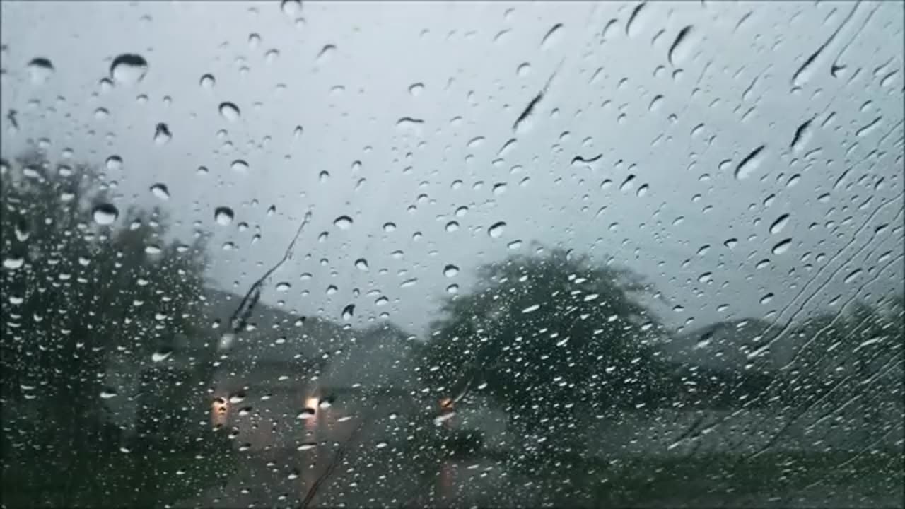 Rain Sound For Sleeping 30 Minutes Relaxing Raining On Car Glass Windows Thunder Sounds Heavy Drops