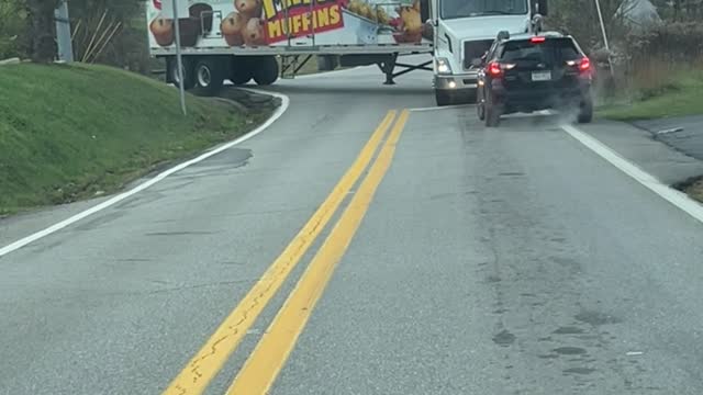 Car Refuses to Reverse for Truck