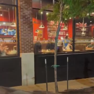 The police officer simply enters the area, utilizes pepper spray on everyone, and departs