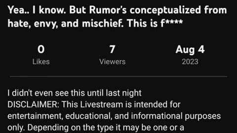 Yea I know but rumors conceptualized from hate.