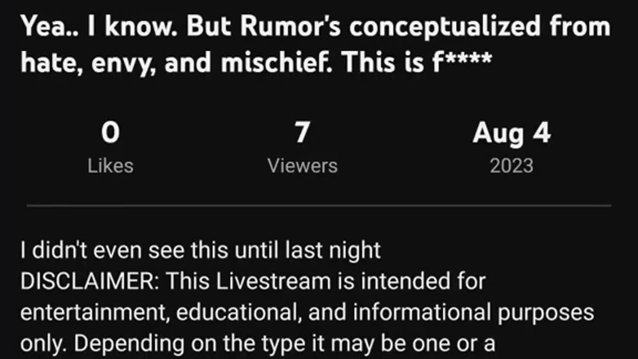 Yea I know but rumors conceptualized from hate.