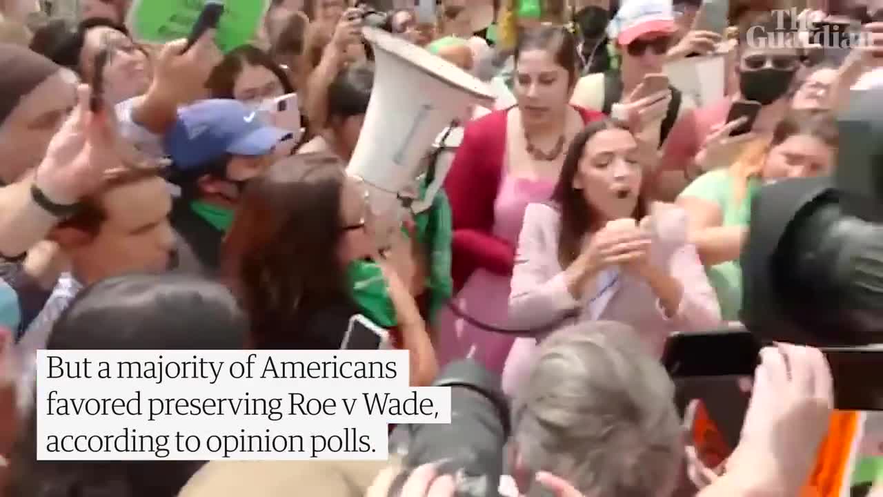 Protests break out outside US supreme court after ruling overturns abortion rights