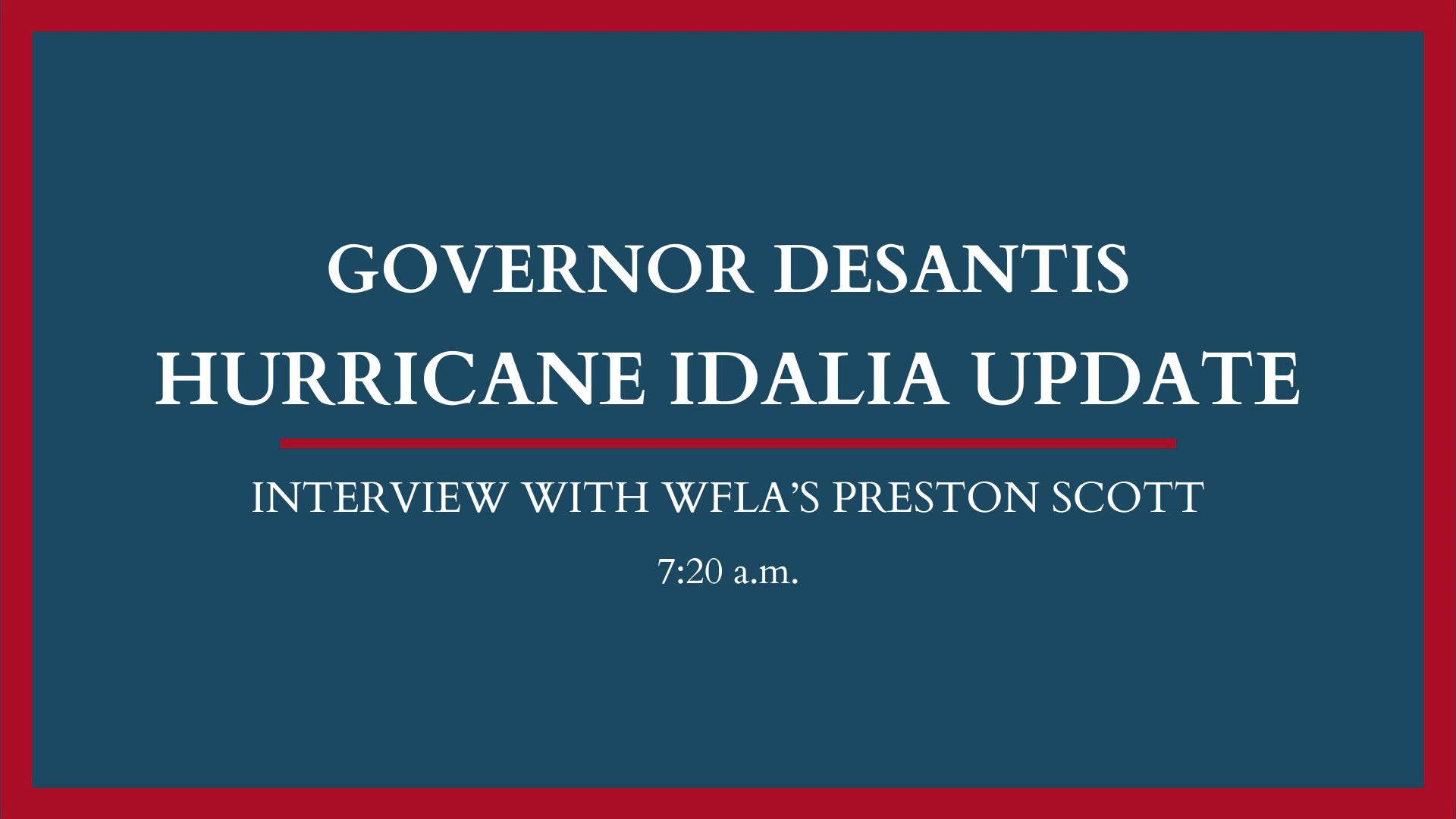 Hurricane Idalia Update Interview with WFLAs Preston Scott