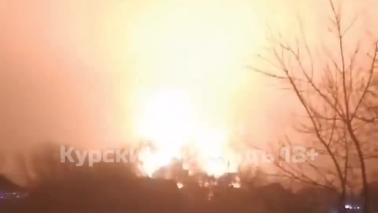 Ukrainian drones strike a Russian oil depot in the city of Kursk in Russia.
