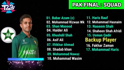 ICC T20 World Cup 2022 Pakistan team final squad Pakistan team Squad for T20 World Cup 2022