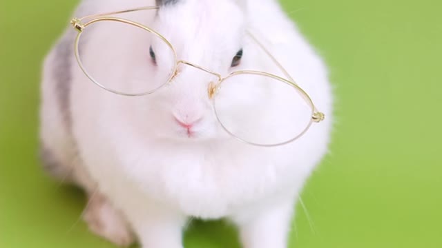 Wonderful rabbit reading a book with glasses🐰