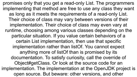 Which List implementation does Kotlin use when calling listOf