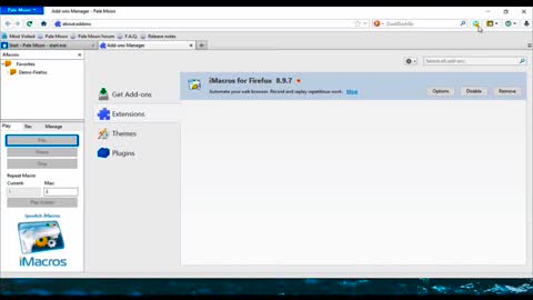easy way to learn basic imacros : Preparation Install Palemoon Browser and iMacros
