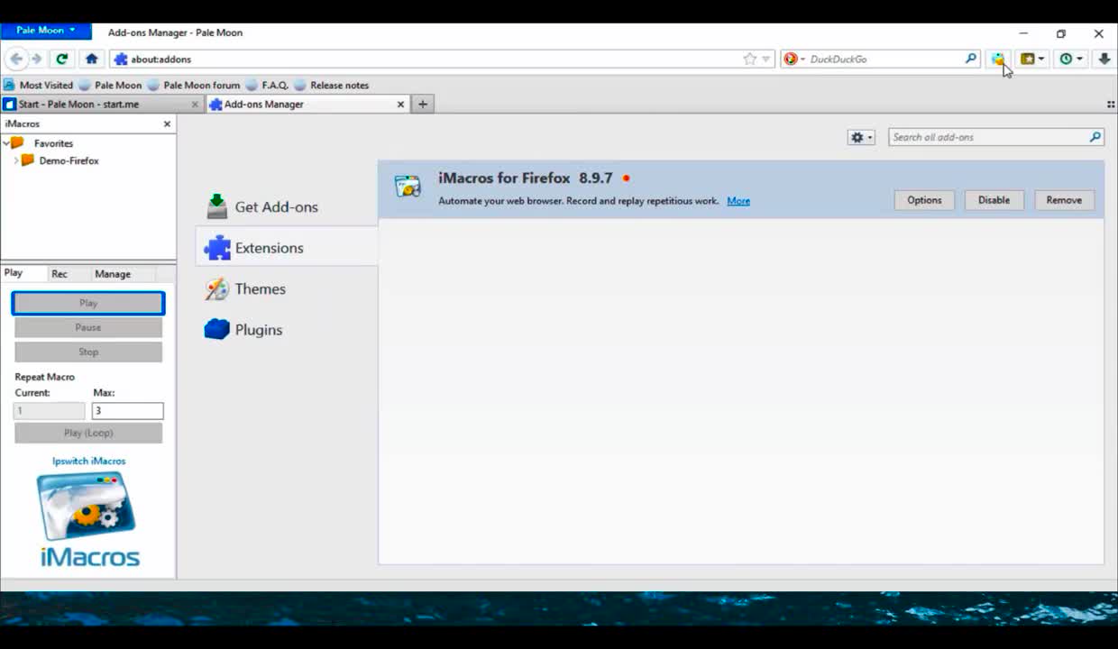 easy way to learn basic imacros : Preparation Install Palemoon Browser and iMacros