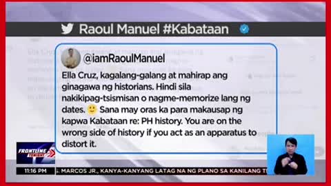 Mga historian, pinuna angpahayag ni Ella Cruz그