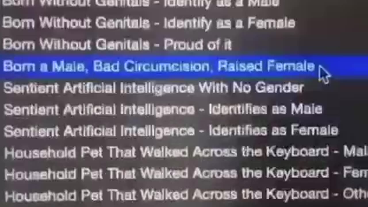 While choosing a gender