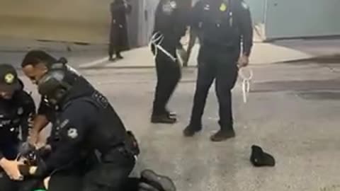 Black cops arresting white BLM/Antifa members.