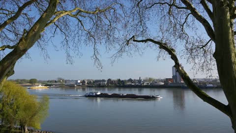 Netherlands Schoonhoven Coal Barge On Lek River