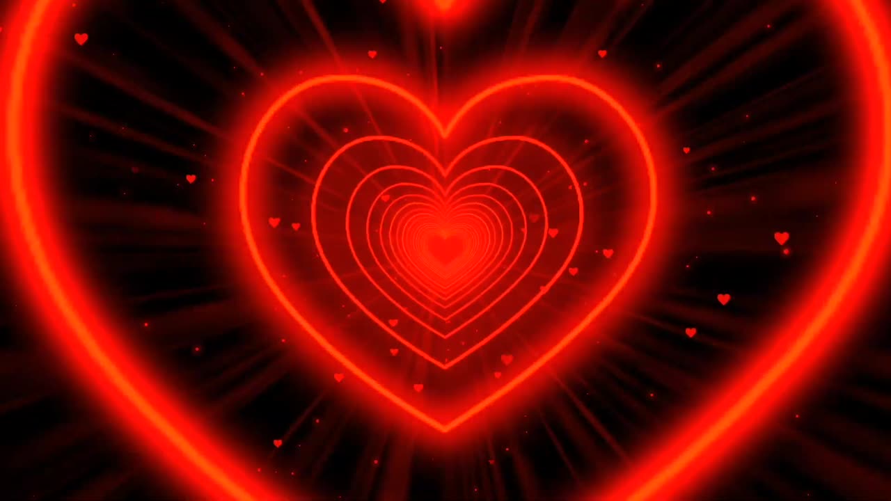 497. Heart Tunnel❤️Red Heart Background Neon Heart Heart