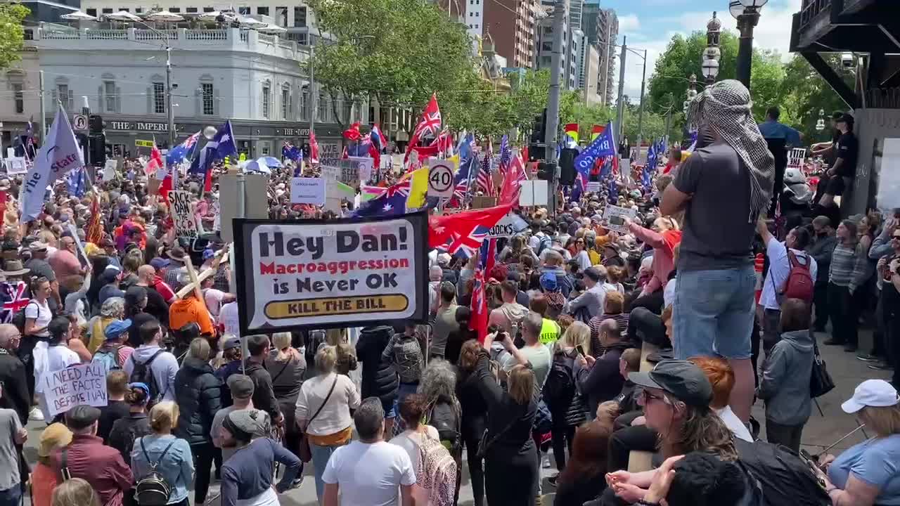 Melbourne, Australia: Freedom Rally/Kill the Bill protest outside Parliament