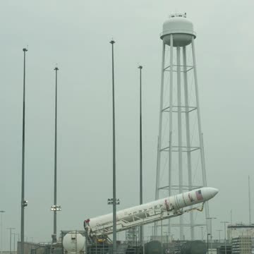 Antares Rocket Raised on Launch Pad