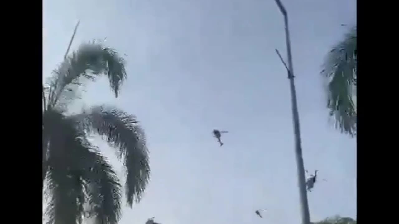 Military helicopter crash during war exercise.