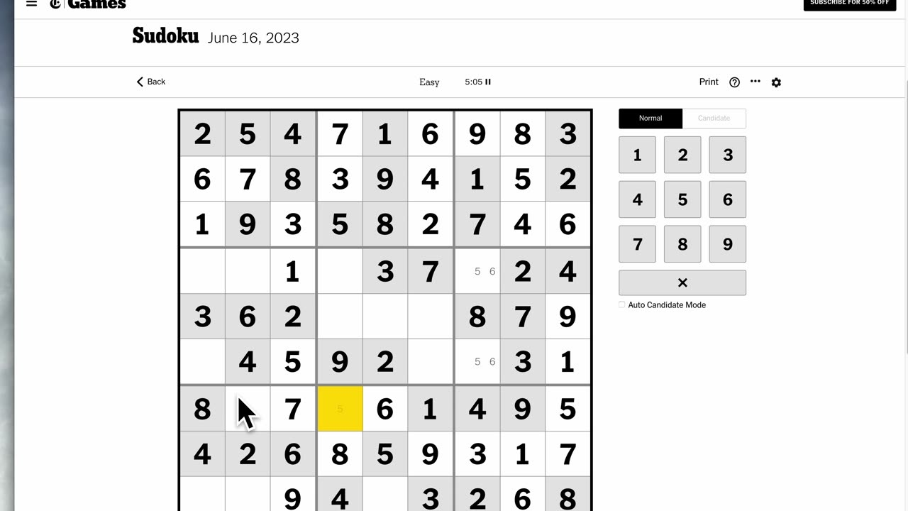 Sudoku 2023-06-16 easy