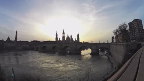 Beautiful Sunset in Zaragoza, Spain.