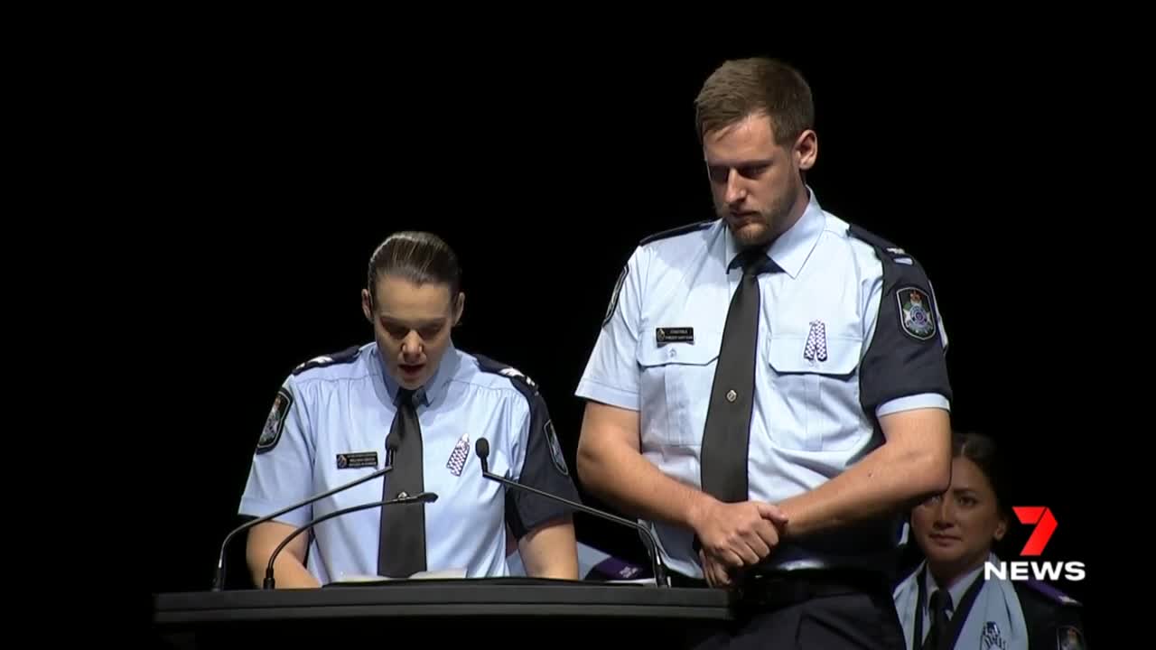 Melissa Gibson and Freddy Hartigan give eulogy to Queensland Police constable Rachel McCrow | 7NEWS