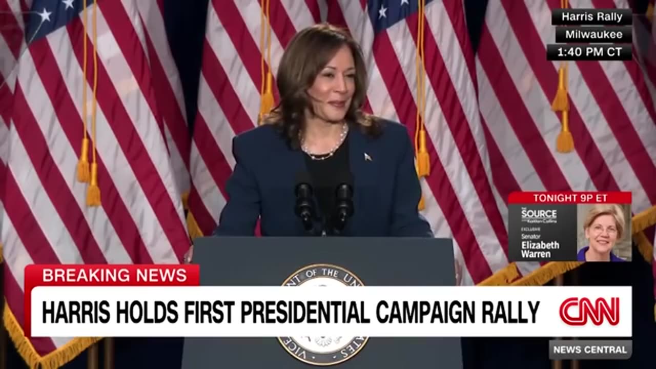 Kamla Harris slams Trump at her first presidential rally