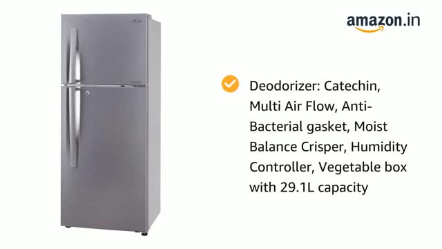 LG 260L 3 Star Smart Inverter Frost-Free Double Door Refrigerator (GL-S292RDSX, Dazzle Steel,